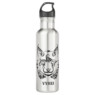 Schwarzer und weißer StammesLynx Edelstahlflasche