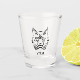 Schwarzer und weißer StammesLynx Schnapsglas