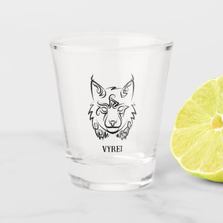 Schwarzer und weißer StammesLynx Schnapsglas