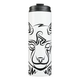 Schwarzer und weißer StammesLynx Thermosbecher