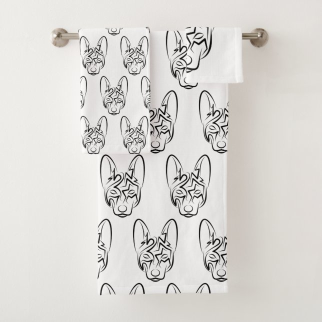 Schwarzer und weißer Stammhund Badhandtuch Set (Insitu)
