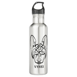 Schwarzer und weißer Stammhund Edelstahlflasche