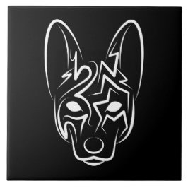 Schwarzer und weißer Stammhund Fliese