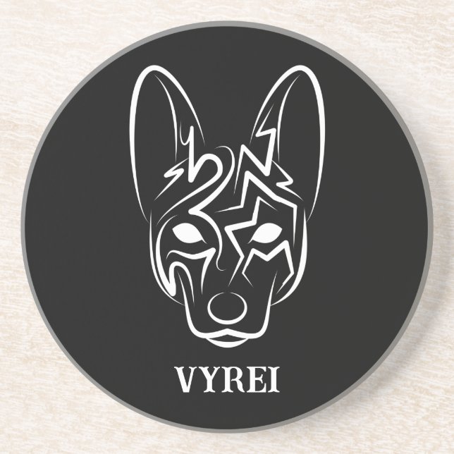 Schwarzer und weißer Stammhund Getränkeuntersetzer (Vorne)