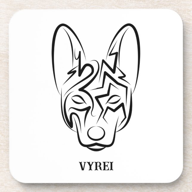 Schwarzer und weißer Stammhund Getränkeuntersetzer (Vorderseite)