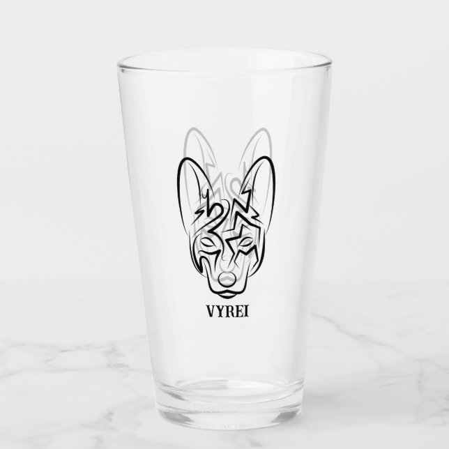 Schwarzer und weißer Stammhund Glas (Vorderseite)