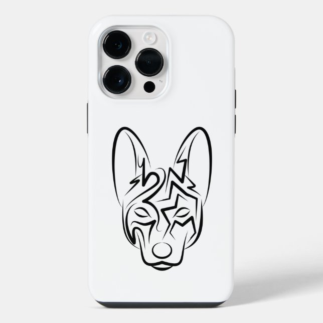 Schwarzer und weißer Stammhund iPhone 14 Pro Max Hülle (Rückseite)