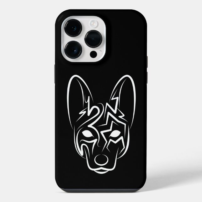 Schwarzer und weißer Stammhund iPhone 14 Pro Max Hülle (Rückseite)