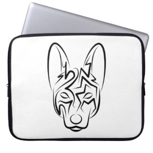Schwarzer und weißer Stammhund Laptopschutzhülle
