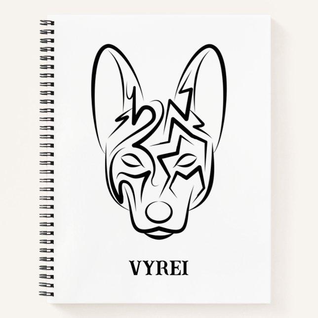 Schwarzer und weißer Stammhund Notizbuch (Vorderseite)