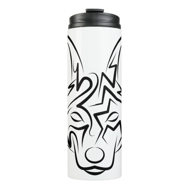 Schwarzer und weißer Stammhund Thermosbecher (Vorderseite)