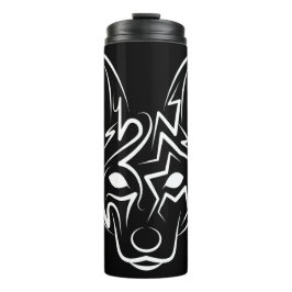 Schwarzer und weißer Stammhund Thermosbecher