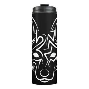 Schwarzer und weißer Stammhund Thermosbecher