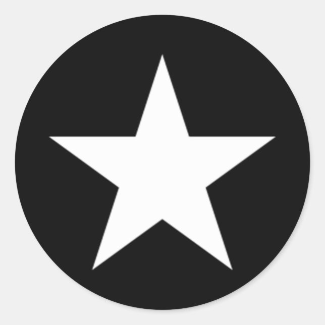 Schwarzer und weißer Star Runder Aufkleber (Vorderseite)