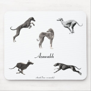 Schwarzer und weißer TEPPICH SOURIS Azawakhs Mousepad