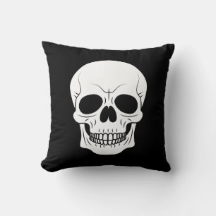 Schwarzer und weißer Totenkopf, gruseliges Hallowe Kissen