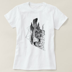 Schwarzer und weißer toter Vogel T-Shirt