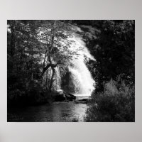 Schwarzer und weißer Wasserfall durch die Bäume 16
