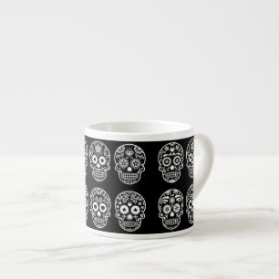 Schwarzer und weißer Zuckerschädel Espressotasse