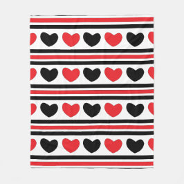 Schwarzer Valentinstag - Muster der Streifen Fleecedecke