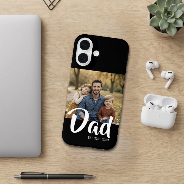 Schwarzer Vater etabliertes Skript Foto iPhone 16 Hülle (Black Dad Established Script Photo iPhone 16 Case)