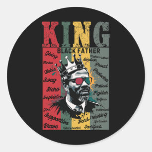 Schwarzer Vater King Black Lives Problem Schwarze Runder Aufkleber