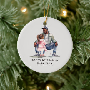 Schwarzer Vater und Tochter-Bond Keramik Ornament