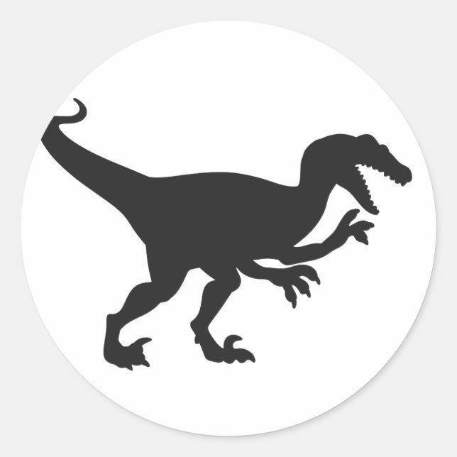Schwarzer Velociraptor-Dinosaurier - Farbe auswähl Runder Aufkleber (Vorderseite)
