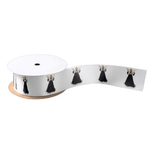 Schwarzer Velvet Angel White Ribbon Satinband
