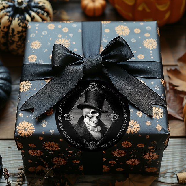 Schwarzer Viktorianischer Gothischer Schädel Etchi Runder Aufkleber (Von Creator hochgeladen)