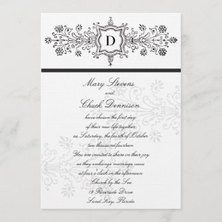Schwarzer Vintager Blüh zur Hochzeitseinladung Einladung