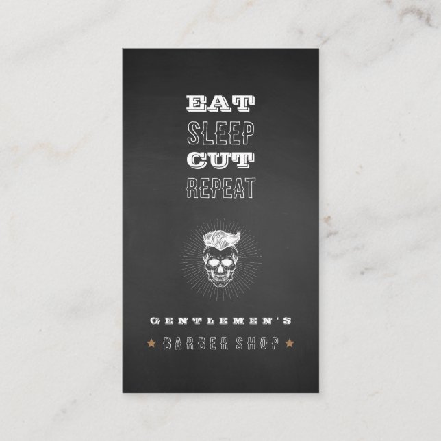 Schwarzer Vintager Retro-Friseurladen Skull Visitenkarte (Vorderseite)