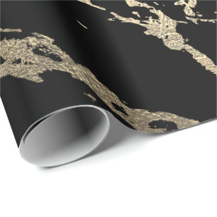 Schwarzer VIP Foxier Gold Marmor Shiny Glam Geschenkpapier