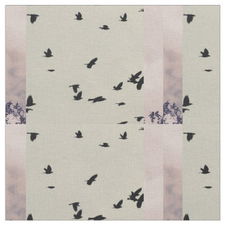 Schwarzer Vogel-gemustertes Gewebe Stoff