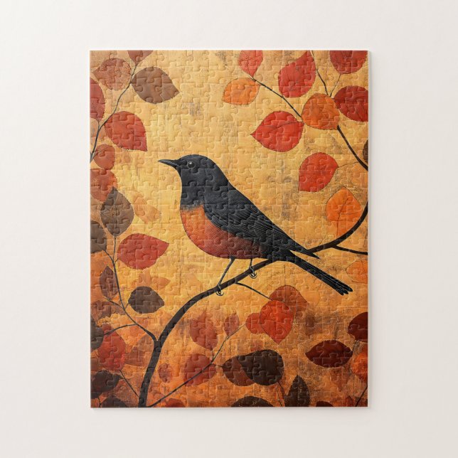 Schwarzer Vogel Herbstleaves (Vertikal)