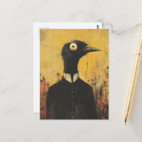 Schwarzer Vogel in einer schwarzen Kleid-Fantasie