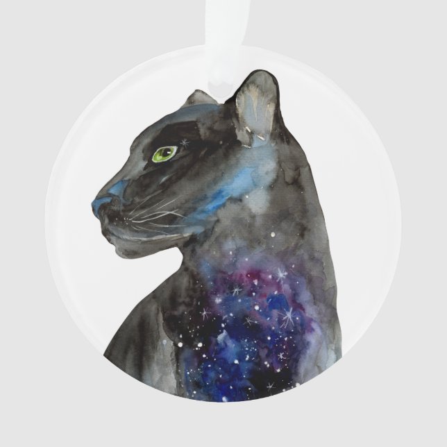 Schwarzer Wasserfarbenpanther - Tier Ornament (Vorderseite)