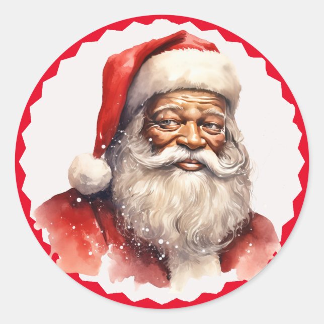 Schwarzer Weihnachtsaufkleber Runder Aufkleber (Vorderseite)