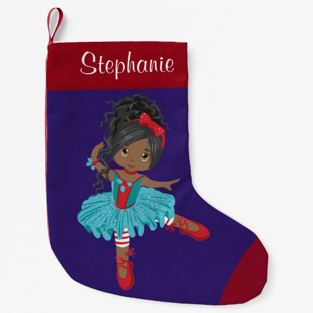 Schwarzer Weihnachtsballerina Kleiner Weihnachtsstrumpf (Vorderseite)
