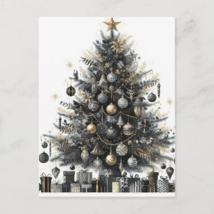 Schwarzer Weihnachtsbaum Feiertagspostkarte