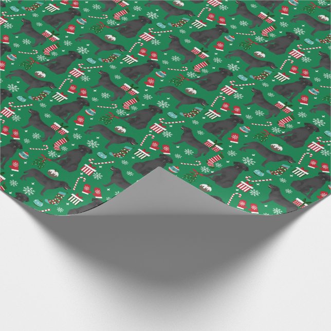 Schwarzer Weihnachtshund Geschenkpapier (Ecke)