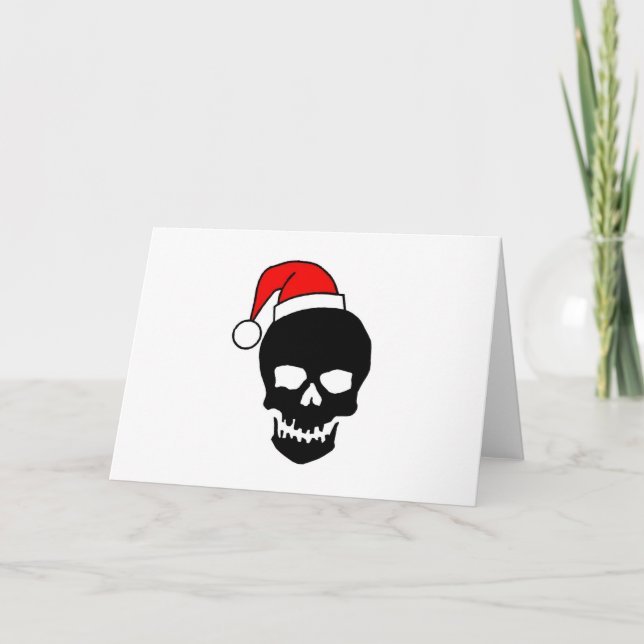 Schwarzer Weihnachtskull Feiertagskarte (Vorderseite)
