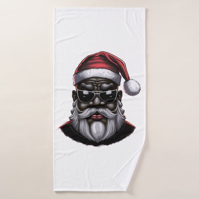 Schwarzer Weihnachtsmann, afroamerikanischer Weihn Badehandtuch (Badehandtuch)