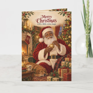 Schwarzer Weihnachtsmann Cozy Fireside Weihnachtsk Karte