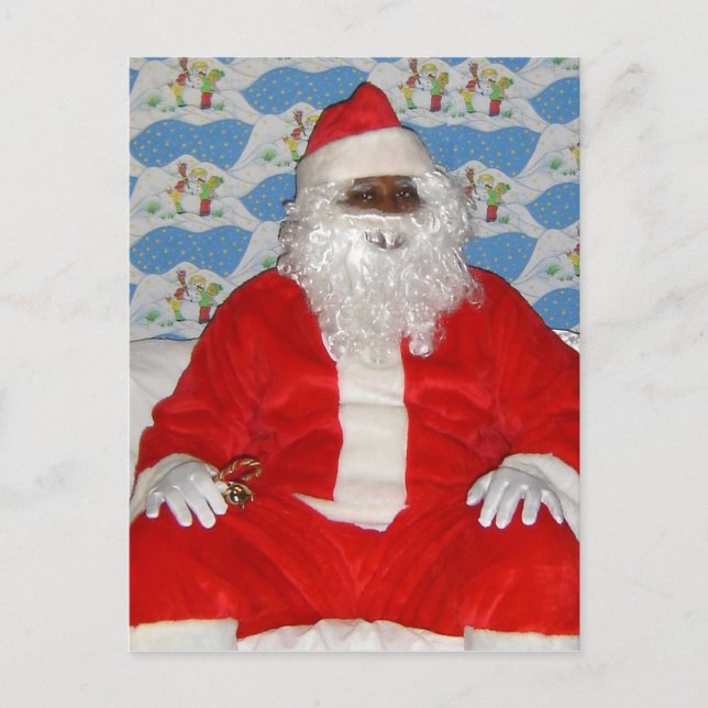 Schwarzer Weihnachtsmann Feiertagspostkarte (Vorderseite)