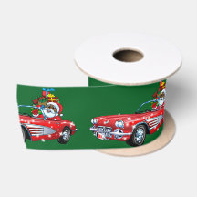 Schwarzer Weihnachtsmann in einem Sportwagen Satin