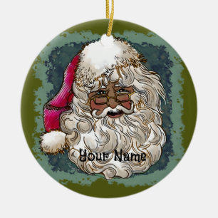 Schwarzer Weihnachtsmann Keramik Ornament