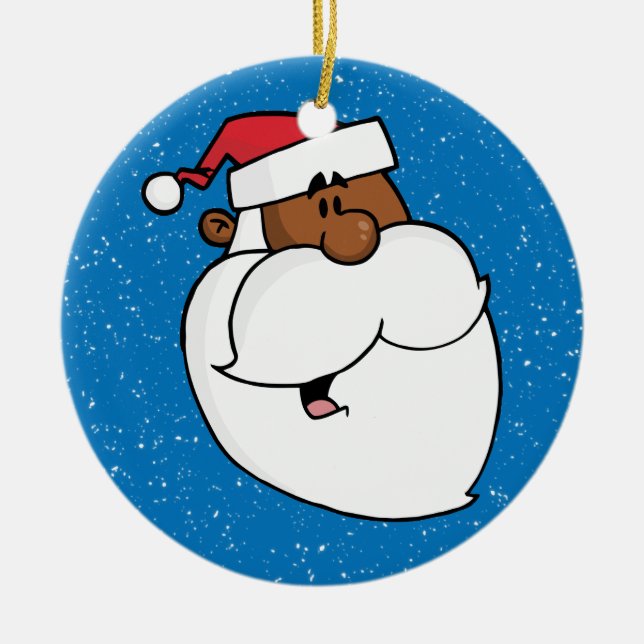 Schwarzer Weihnachtsmann Keramikornament (Vorne)