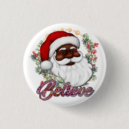 Schwarzer Weihnachtsmann Melanin Man Weihnachtsjub Button