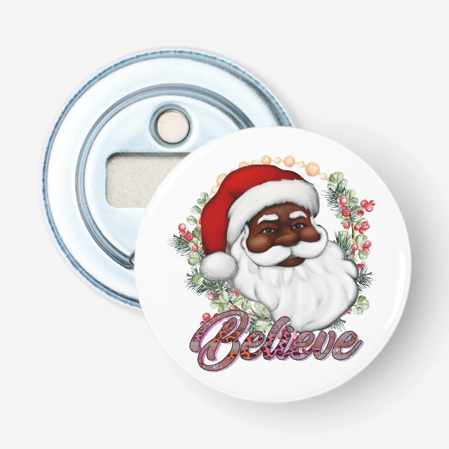 Schwarzer Weihnachtsmann Melanin Man Weihnachtsjub Flaschenöffner (Vorderseite)